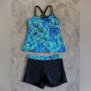 Yonique Women’s Tankini Swimsuit - Size Large (Waist 15”) - NWT - PTP 17”
